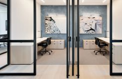 LEX private offices with adjustable-height FENIX NTM Bianco Kos surfaces. thumbnail